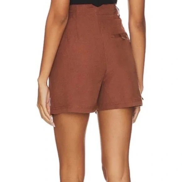 FREE PEOPLE Calla Linen Trouser Short Spiced Pecan Size 6 New with Tag - Picture 2 of 8